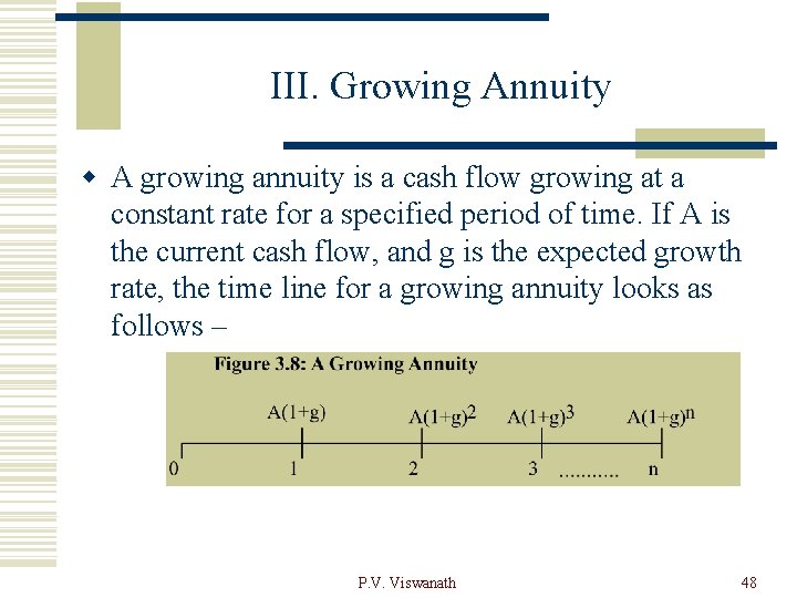 III. Growing Annuity w A growing annuity is a cash flow growing at a