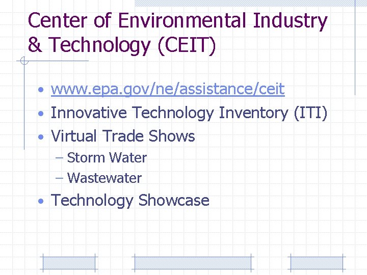 Center of Environmental Industry & Technology (CEIT) • www. epa. gov/ne/assistance/ceit • Innovative Technology
