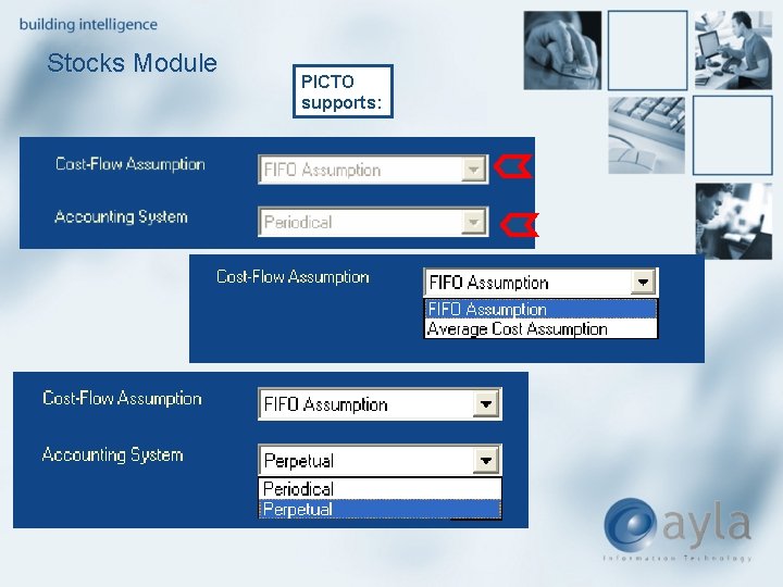 Stocks Module PICTO supports: 