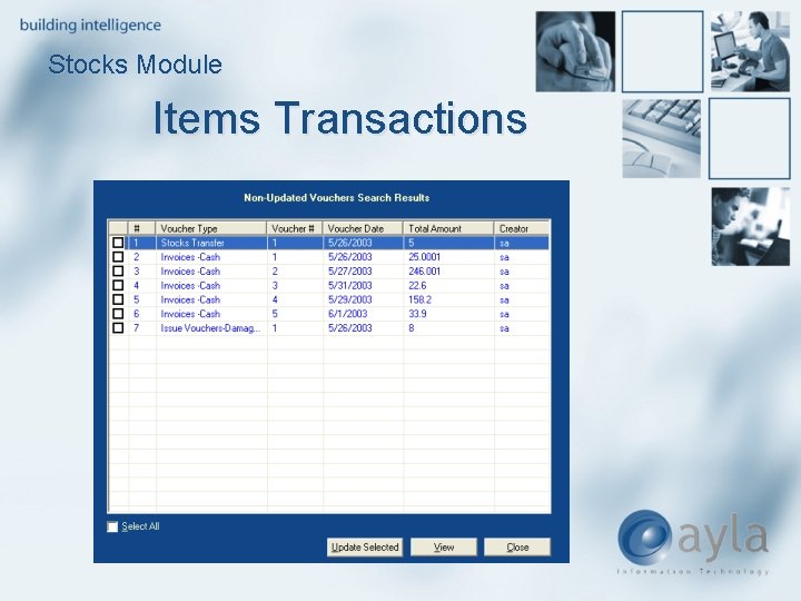 Stocks Module Items Transactions 