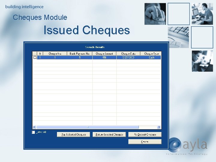 Cheques Module Issued Cheques 