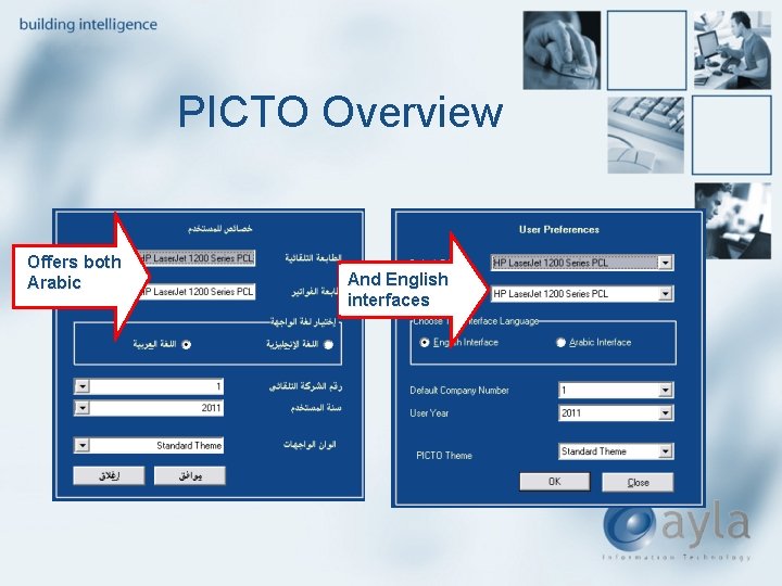 PICTO Overview Offers both Arabic And English interfaces 
