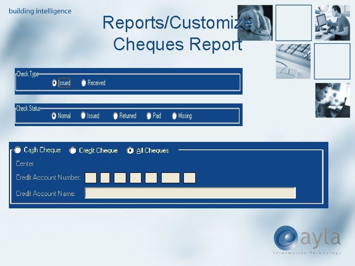 Reports/Customize Cheques Report 