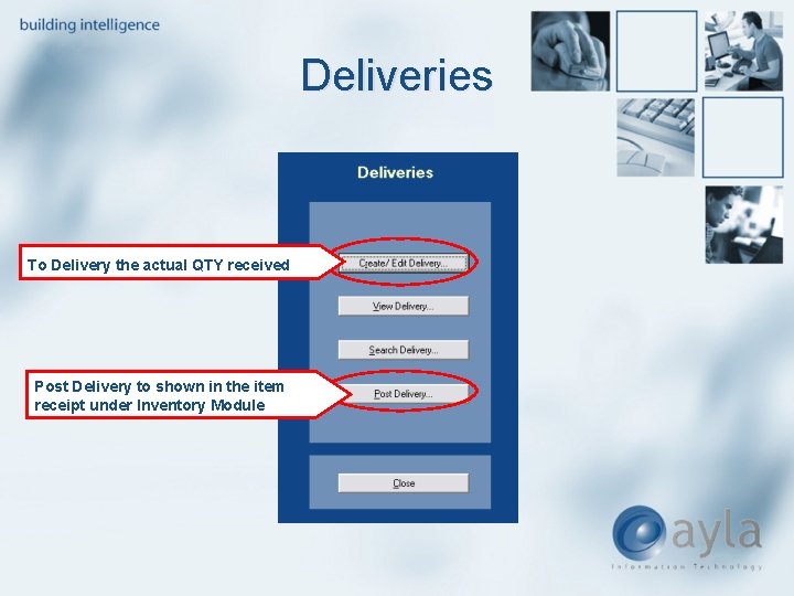 Deliveries To Delivery the actual QTY received Post Delivery to shown in the item