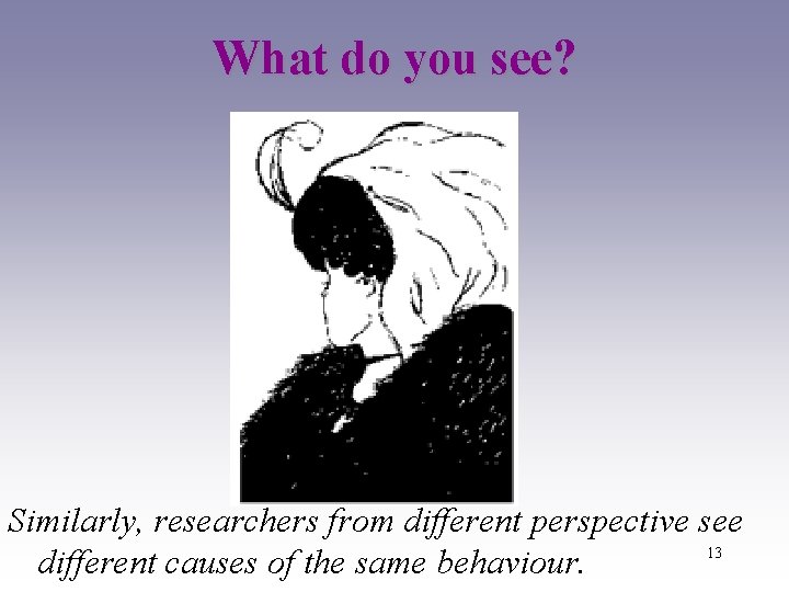 What do you see? Similarly, researchers from different perspective see 13 different causes of