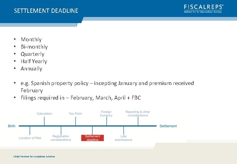 SETTLEMENT DEADLINE • • • Monthly Bi-monthly Quarterly Half Yearly Annually • e. g.