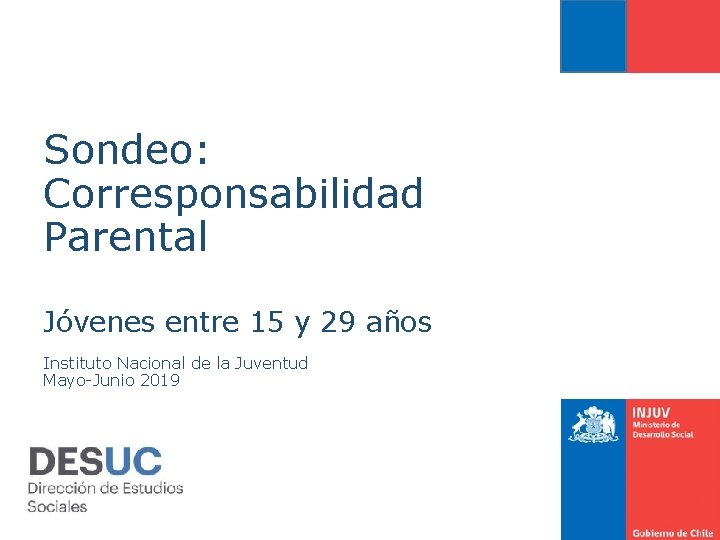 Sondeo: Corresponsabilidad Parental Jóvenes entre 15 y 29 años Instituto Nacional de la Juventud