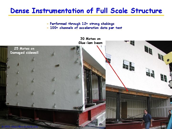 Dense Instrumentation of Full Scale Structure - Performed through 12+ strong shakings - 100+