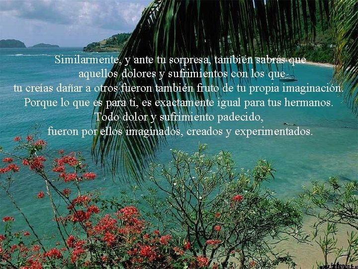Similarmente, y ante tu sorpresa, también sabrás que aquellos dolores y sufrimientos con los