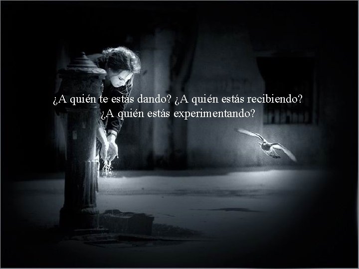 ¿A quién te estás dando? ¿A quién estás recibiendo? ¿A quién estás experimentando? 