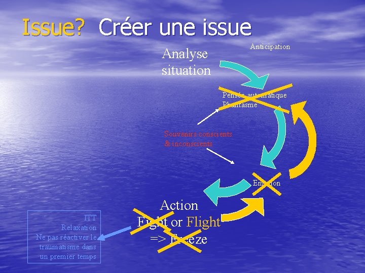 Issue? Créer une issue Anticipation Analyse situation Pensée automatique Phantasme Souvenirs conscients & inconscients