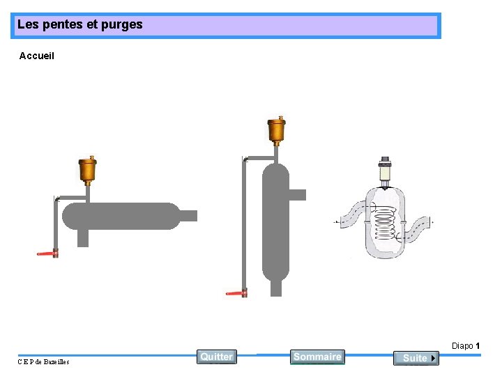 Les pentes et purges Accueil Diapo 1 C E P de Bazeilles 