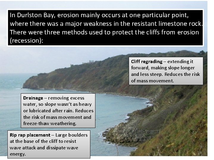 In Durlston Bay, erosion mainly occurs at one particular point, where there was a