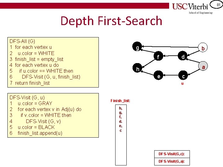 81 Depth First-Search DFS-All (G) 1 for each vertex u 2 u. color =