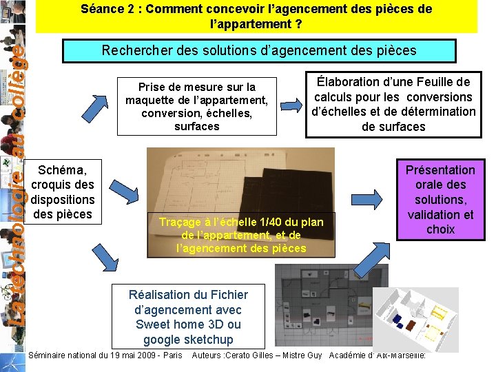 La technologie au collège Séance 2 : Comment concevoir l’agencement des pièces de l’appartement La technologie au collège Séance 2 : Comment concevoir l’agencement des pièces de l’appartement