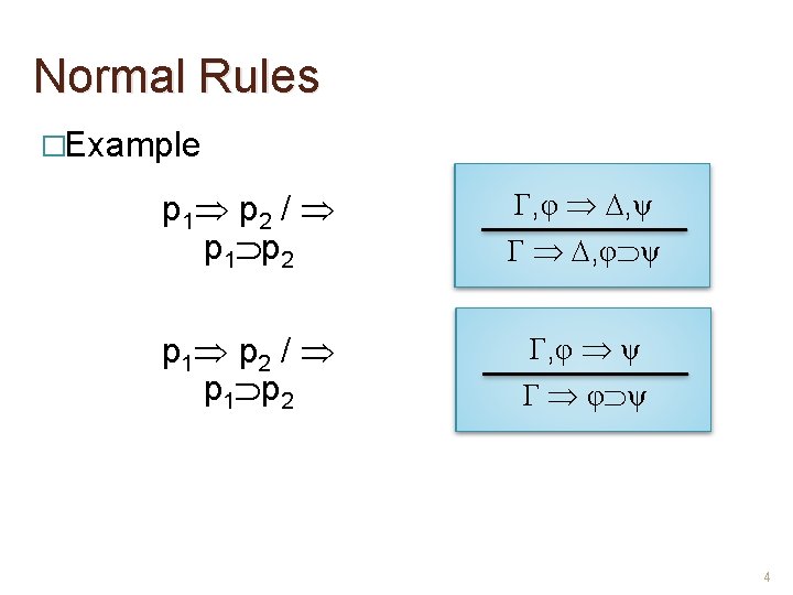 Normal Rules �Example p 1 p 2 / p 1 p 2 , φ