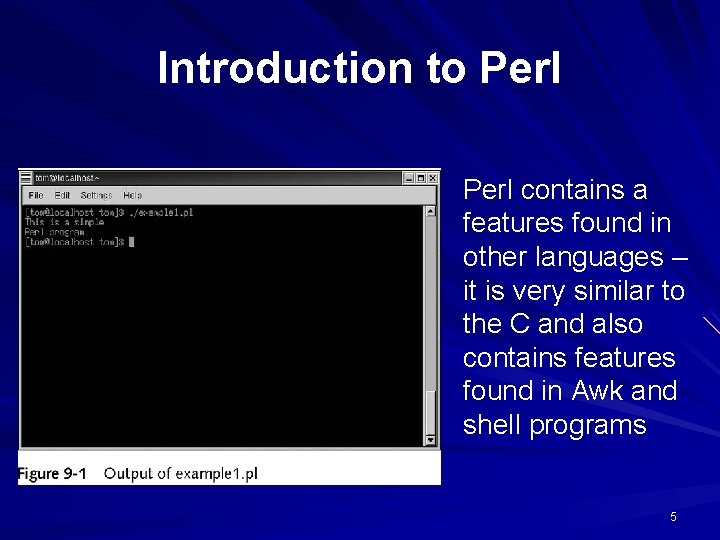 Introduction to Perl contains a features found in other languages – it is very