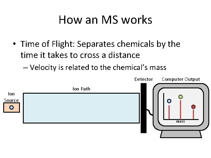 How an MS works • Time of Flight: Separates chemicals by the time it