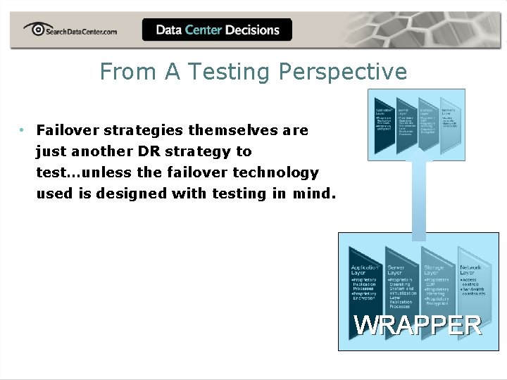 From A Testing Perspective • Failover strategies themselves are just another DR strategy to