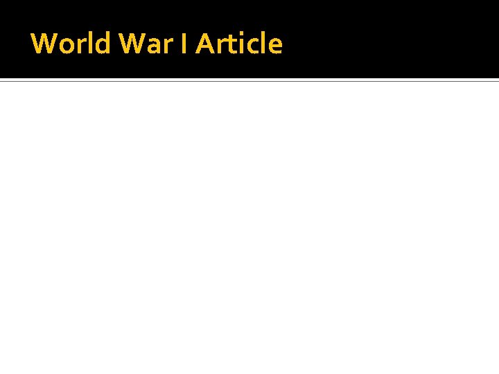 World War I Article 
