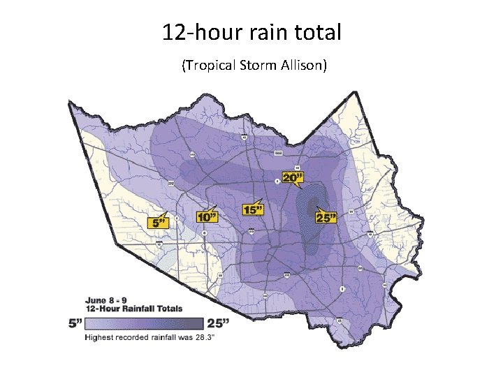 12 -hour rain total (Tropical Storm Allison) 