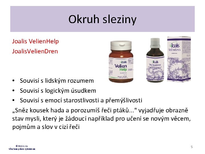 Okruh sleziny Joalis Velien. Help Joalis. Velien. Dren • Souvisí s lidským rozumem •