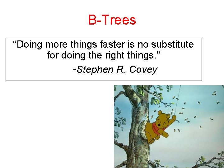 B-Trees “Doing more things faster is no substitute for doing the right things. "