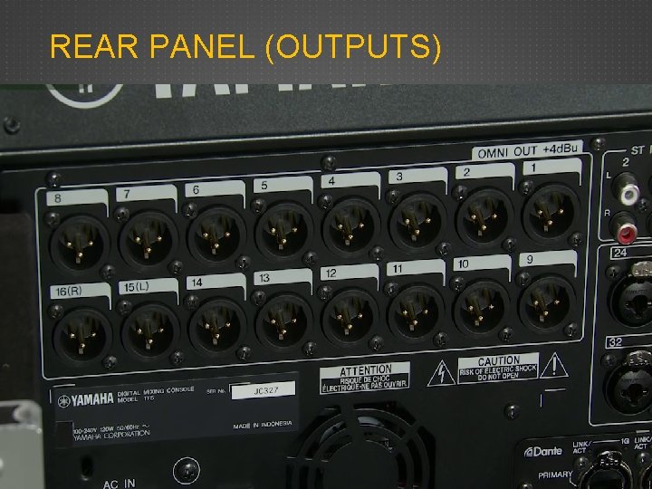 REAR PANEL (OUTPUTS) REAR PANEL (OUTPUTS)