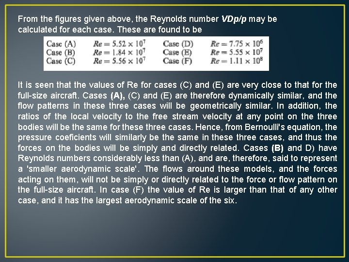 From the figures given above, the Reynolds number VDp/p may be calculated for each