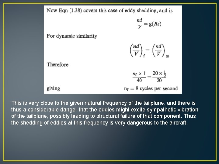 This is very close to the given natural frequency of the tailplane, and there