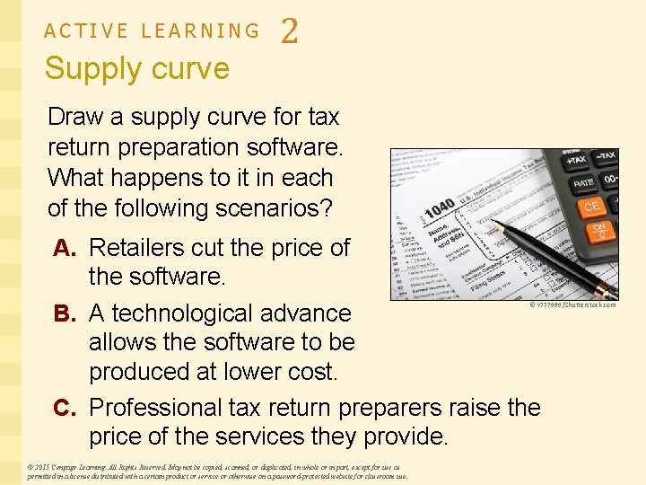 ACTIVE LEARNING Supply curve 2 Draw a supply curve for tax return preparation software.