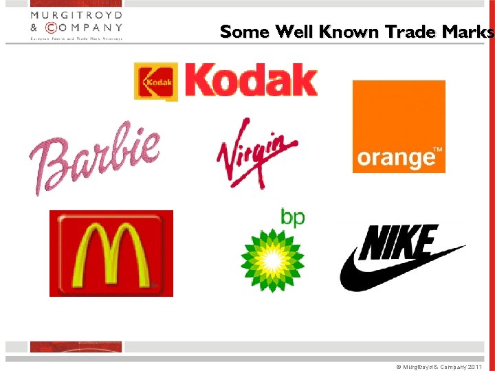 Some Well Known Trade Marks © Murgitroyd & Company 2011 Some Well Known Trade Marks © Murgitroyd & Company 2011