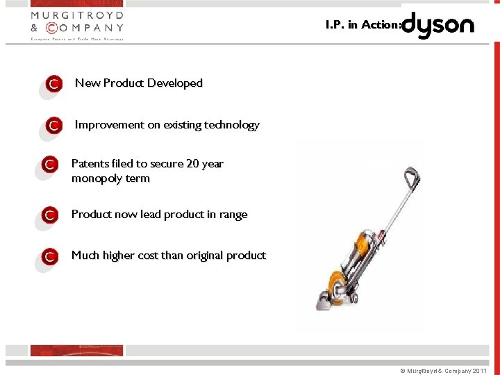 I. P. in Action: New Product Developed Improvement on existing technology Patents filed to I. P. in Action: New Product Developed Improvement on existing technology Patents filed to