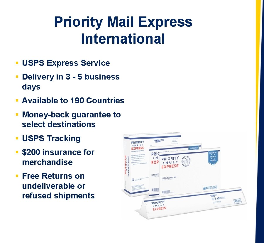 Priority Mail Express International § USPS Express Service § Delivery in 3 - 5