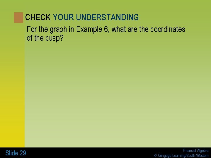 CHECK YOUR UNDERSTANDING For the graph in Example 6, what are the coordinates of