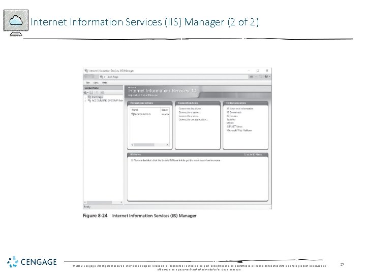 Internet Information Services (IIS) Manager (2 of 2) © 2018 Cengage. All Rights Reserved.