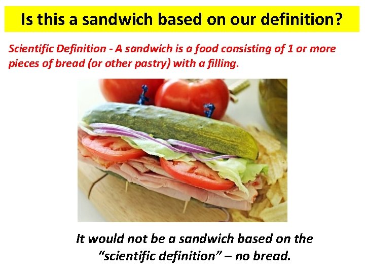 Is this a sandwich based on our definition? Scientific Definition - A sandwich is