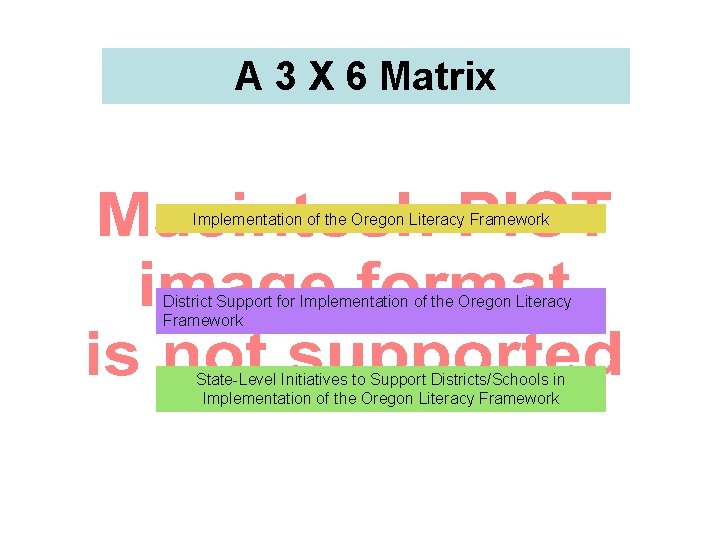 A 3 X 6 Matrix Implementation of the Oregon Literacy Framework District Support for