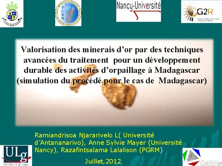Valorisation des minerais d’or par des techniques avancées du traitement pour un développement durable