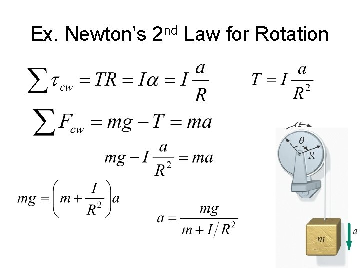 Ex. Newton’s 2 nd Law for Rotation 