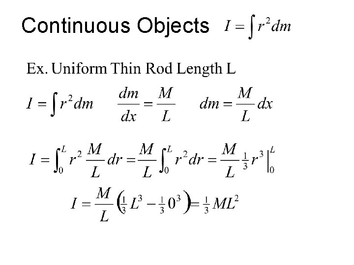 Continuous Objects 