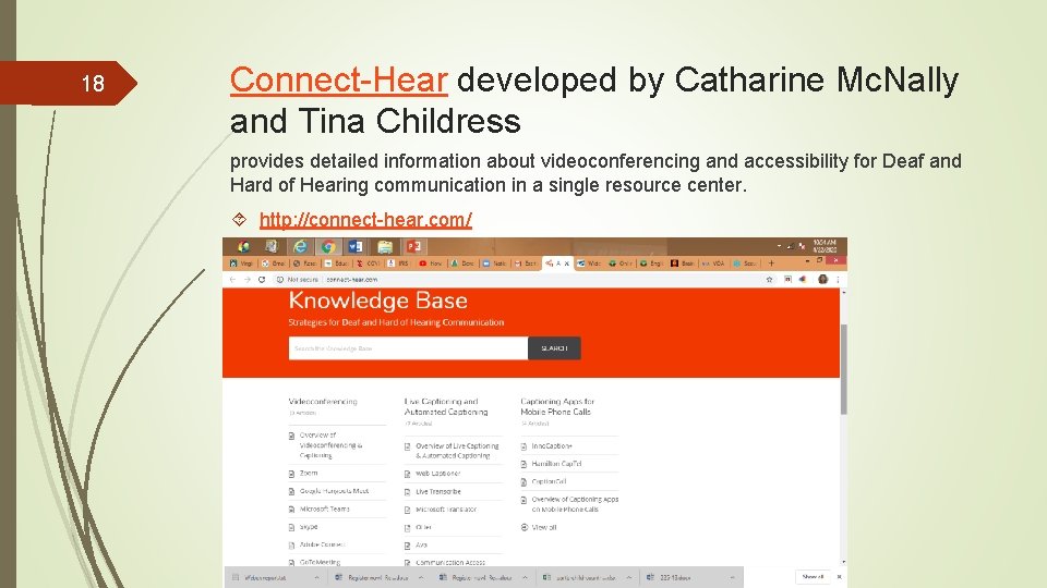 18 Connect-Hear developed by Catharine Mc. Nally and Tina Childress provides detailed information about