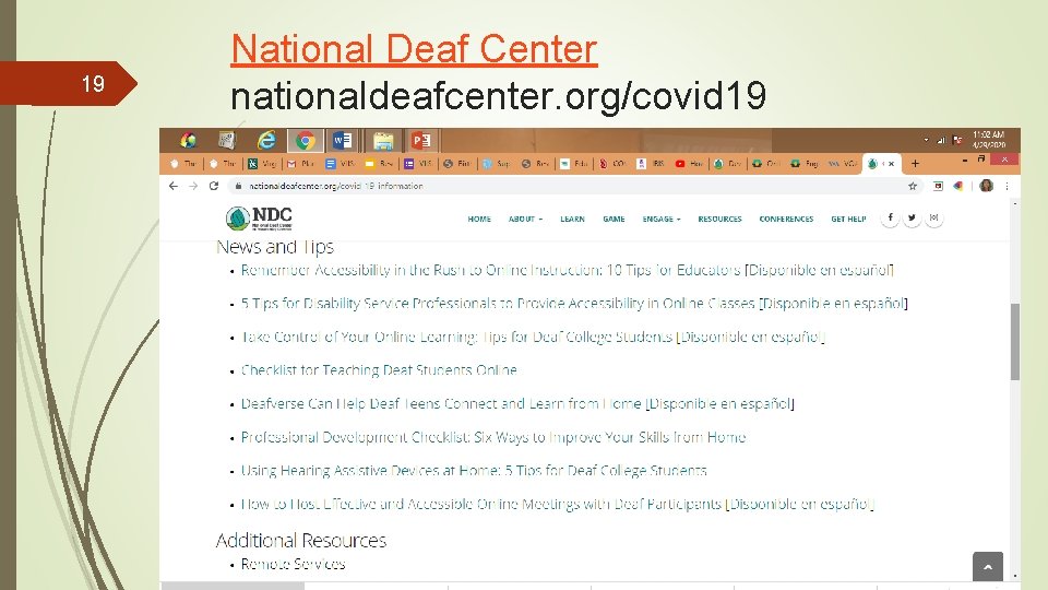 19 National Deaf Center nationaldeafcenter. org/covid 19 