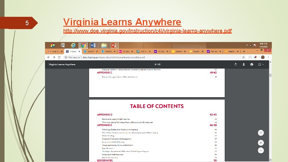 5 Virginia Learns Anywhere http: //www. doe. virginia. gov/instruction/c 4 l/virginia-learns-anywhere. pdf 