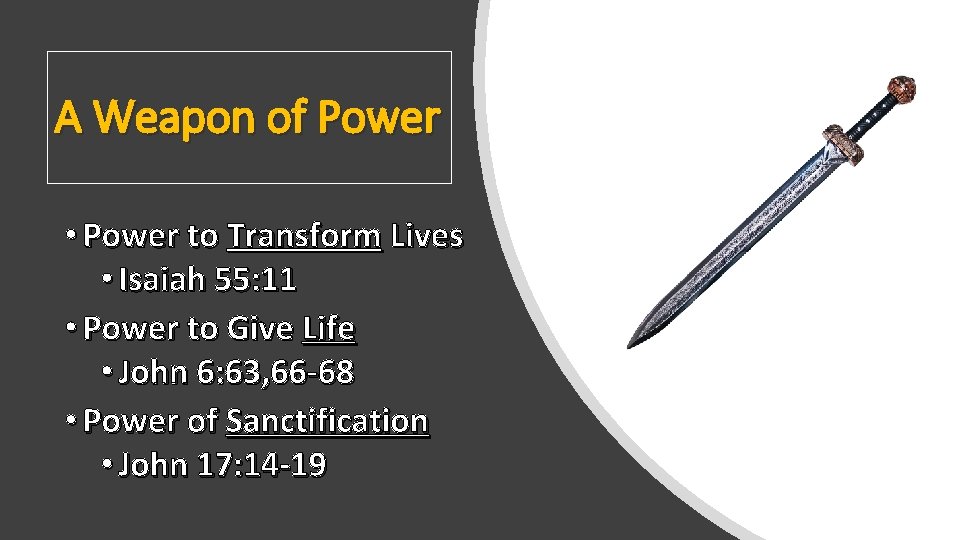A Weapon of Power • Power to Transform Lives • Isaiah 55: 11 •