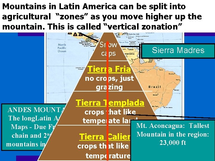 Mountains in Latin America can be split into agricultural “zones” as you move higher