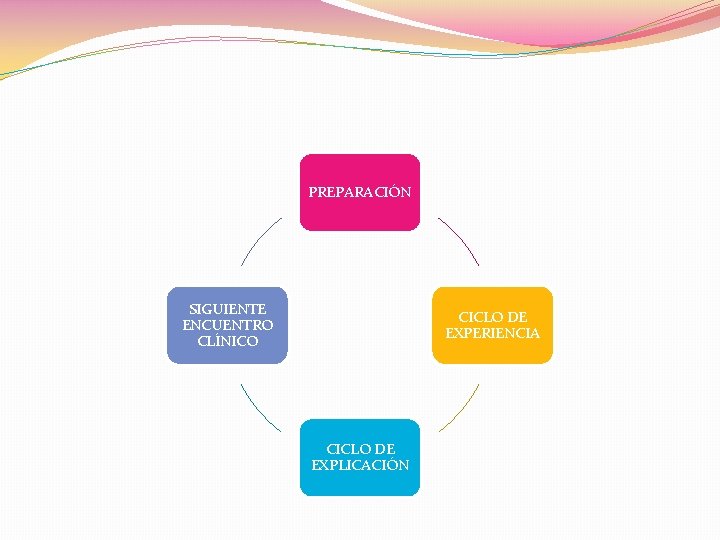 PREPARACIÓN SIGUIENTE ENCUENTRO CLÍNICO CICLO DE EXPERIENCIA CICLO DE EXPLICACIÓN 