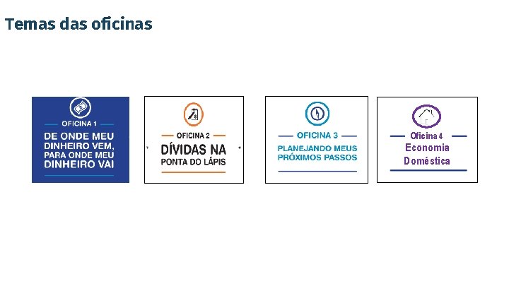 Temas das oficinas Oficina 4 Economia Doméstica 