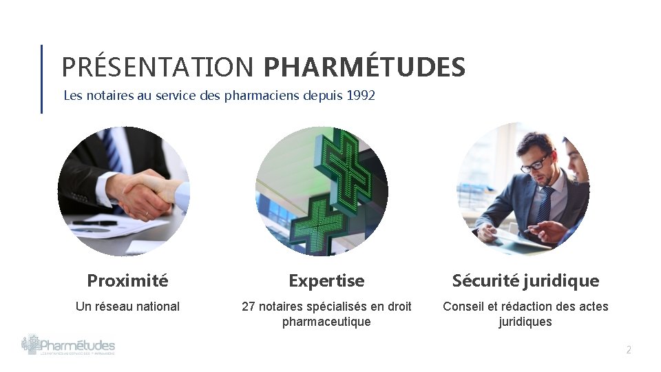 PRÉSENTATION PHARMÉTUDES Les notaires au service des pharmaciens depuis 1992 Proximité Expertise Sécurité juridique PRÉSENTATION PHARMÉTUDES Les notaires au service des pharmaciens depuis 1992 Proximité Expertise Sécurité juridique