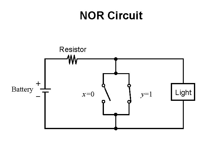 NOR Circuit Resistor + Battery _ x=0 y=1 Light 
